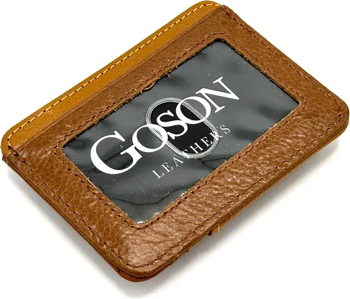 Vista 11 de Goson Cartera de cuero con clip para dinero para hombre, billetera de bolsillo frontal, tarjetero de crédito, cartera minimalista delgada