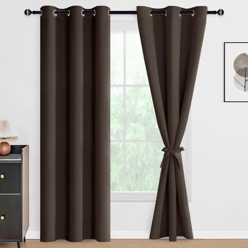 Vista 124 de DWCN - Cortinas 100% opacas para dormitorio con forro negro, cortinas de ventana de doble capa con aislamiento térmico que oscurecen toda la Azul