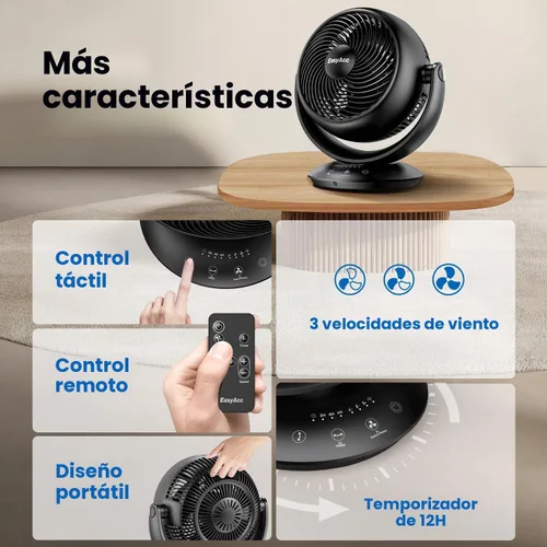 Vista 5 de EasyAcc Ventilador oscilante de 12 pulgadas, ventilador de escritorio
