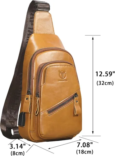 Vista 67 de LUKZIJAES Bolso bandolera de cuero genuino para hombre