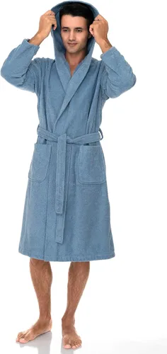 Vista 3 de TowelSelections Bata con capucha para hombre, bata de baño de tela de rizo de algodón de alta calidad, batas de baño suaves para hombres