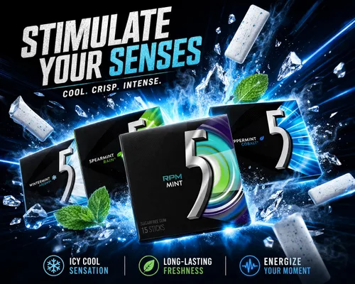 Vista 2 de Goma de mascar Generic 5 Gum 5 Calorías – Sin azúcar sabor surtido (paquete de 6) – 15 palitos por paquete – Obtén 6 de 8 sabores