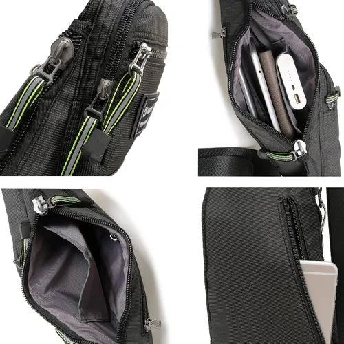Vista 5 de NICGID Bolso bandolera en el pecho, mochila de hombro, bolsa cruzada, mochila casual para hombres y mujeres, Verde oscuro, Pequeño, Viajes