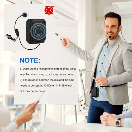 Vista 7 de Amplificador de voz Bluetooth con micrófono de solapa/micrófono auriculares-18W IPX5 impermeable pequeño megáfono altavoz sistema Pa, micrófono