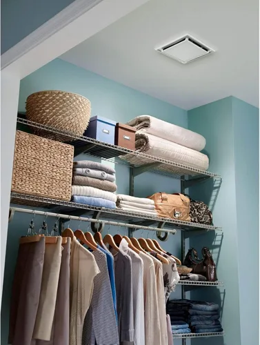 Vista 3 de Broan-Nutone 682 - Ventilador de ventilación sin conductos, ventilador de techo o pared cuadrado blanco con rejilla de plástico
