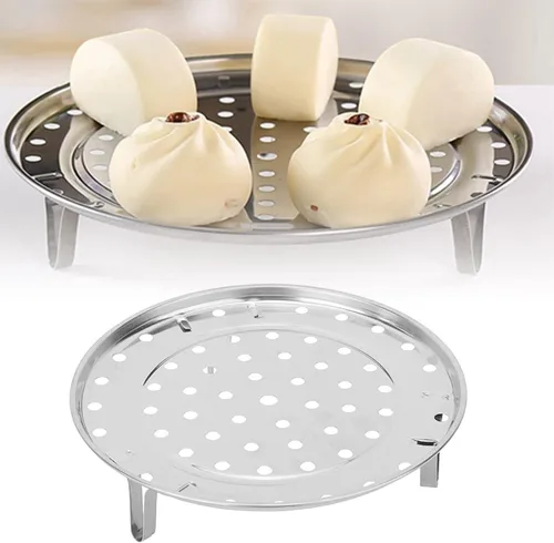 Vista 5 de Bandeja de vapor, acero inoxidable 304, estante de cocina al vapor, cesta redonda con patas extraíbles (diámetro medio 9.4 in)
