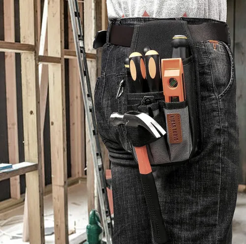 Vista 4 de VIDAR TOOLS Pequeña bolsa de herramientas con clip para cinturón, bolsas para cinturón de herramientas, bolsa de herramientas de electricista. Mini