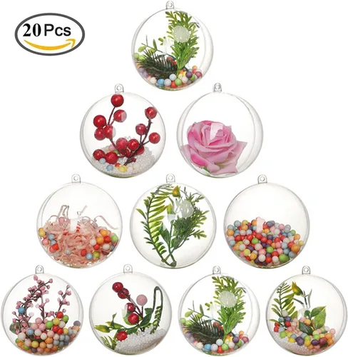 Vista 7 de Paquete de 20 bolas transparentes para decoración del hogar, fiesta
