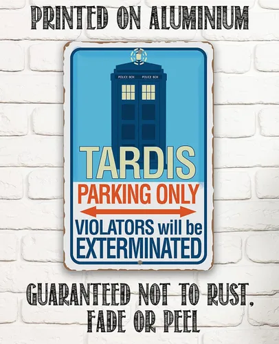 Vista 8 de Letrero de metal – Tardis Parking Only – Letrero de metal duradero – Uso en interiores y exteriores – Es una gran decoración para el hogar y regalo