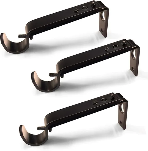 Vista 11 de IHRDNNR Soportes de barra de cortina ajustables resistentes para barras de 7/8 o 1 pulgada, juego de 3 (negro)