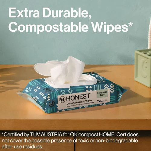 Vista 4 de The Honest Company - Toallitas limpiadoras para bebé con 99% de agua, respetuosas con el medioambiente, a base de plantas, hipoalergénicas