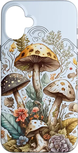 Vista 22 de iPhone 16 Mushroom Tarot Card Goth Emo Occult Astrology Women Girls Case
