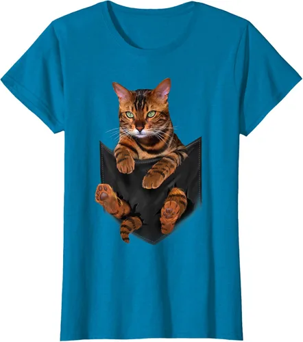 Vista 103 de Camiseta de bolsillo con estampado de tigre y gato Negro