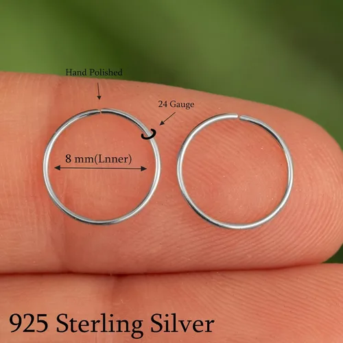 Vista 124 de Aretes de aro de oro de plata – Aretes de aro para mujer, dos piezas de aros de plata fina rellenos de oro, aro de hélice, anillo de tragus, aro