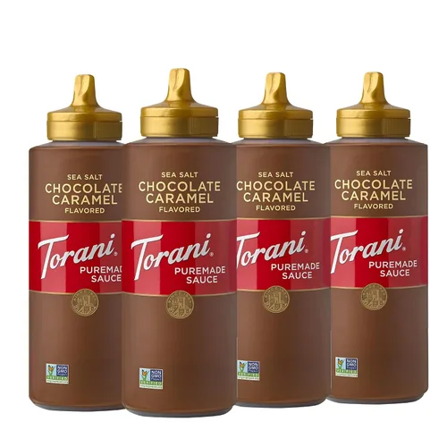 Vista 6 de Torani Puremade - Paquete variado de salsa de postre y bebidas, caramelo de chocolate, chocolate negro, chocolate blanco y caramelo, 16.5 onzas