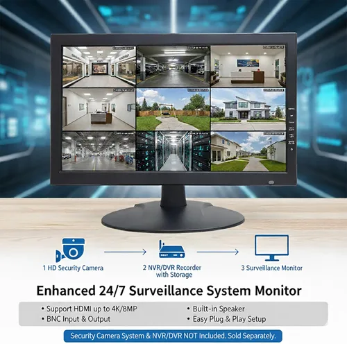 Vista 3 de 1stPV Precision - Monitor LED de seguridad 4K escalado de 18.5 pulgadas, compuesto BNC entrada/salida Super Sampling Anti-Aliasing (SSAA), HDMI