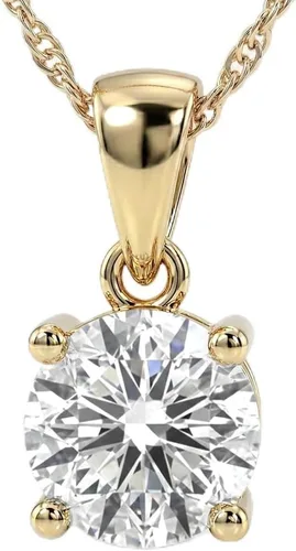 Vista 7 de 1/4 - 2 CT Certified Lab Diamond Necklace 14K Solid White & Yellow Gold Oro blanco