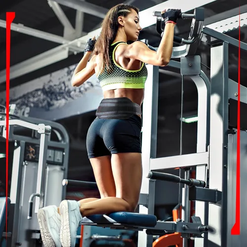 Vista 6 de Cinturón de inmersión de fitness con cadena para levantamiento de pesas, cinturón de dominadas, cinturón de inmersión, accesorio de cuero