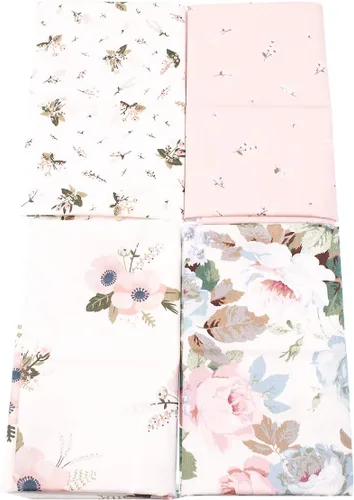 Vista 5 de Paquete de tela de patchwork con patrón de flores, 4 unidades, 18.9 x 18.9 in, cuadrados, acolchado, álbumes de recortes, costura, manualidades