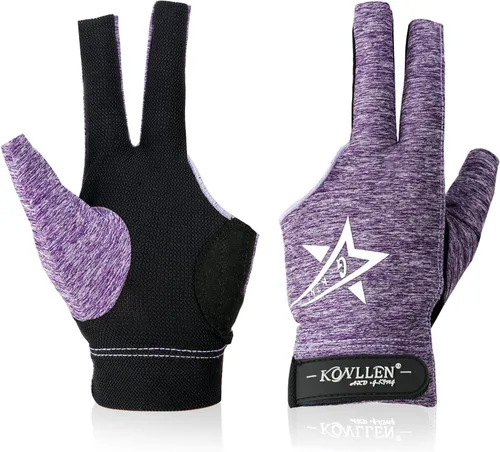 Vista 24 de KONLLEN Breathable Billiards Gloves, Left/Right Hand Three-finger design, mesh palm, adjustable wrist strap, secure grip for pool and snooker