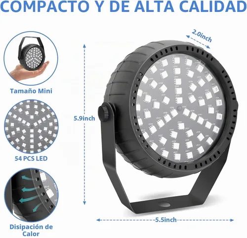 Vista 4 de Telbum luces estroboscópicas, 54 luces LED RGB súper brillantes, luz estroboscópica mini para fiestas, luces estroboscópicas de Halloween