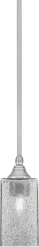 Vista 127 de Toltec Lighting Tallo Colgado Mini colgante, acabado de cobre negro, 3.5" cuadrado humo burbuja vidrio
