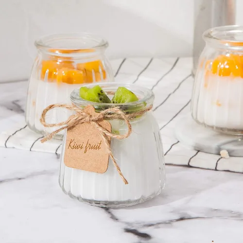 Vista 7 de Tarros pequeños de yogur, tarros de vidrio transparente de 4 onzas con tapas, recipiente de yogur de vidrio con tapas (PE), tarro de pudín