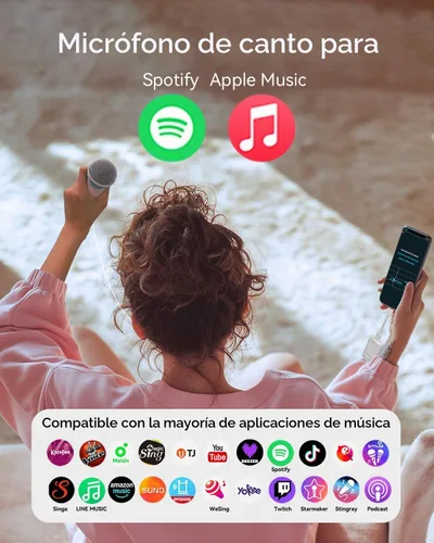 Vista 2 de Micrófono de canto con auriculares, ideal para grabación vocal, podcasting, transmisión en vivo, juegos, compatible con Smule & Starmaker y Rosa
