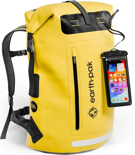 Vista 14 de Earth Pak Mochila impermeable - Mochila de senderismo resistente - Bolsa con cierre enrollable - Bolsa seca acolchada con carcasa impermeable