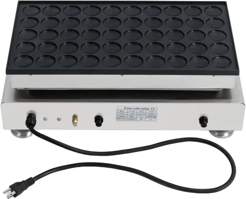 Vista 6 de 50pcs Mini máquina para hacer panqueques holandés comercial panqueques panqueques antiadherente Control de temperatura y tiempo 122-572℉ 1800W