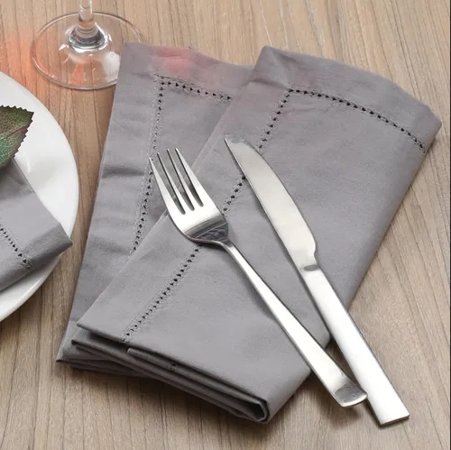 Vista 8 de Lightnpro - Servilletas decorativas de tela con vainica, para bodas, cócteles y fiestas, esquinas ingletadas, lavables a máquina, 12 elegantes Gris