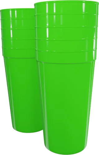 Vista 52 de PartyPrints Paquete de 100 vasos de plástico en blanco reutilizables de 10 a 12 onzas, vasos de estadio a granel, sin BPA, aptos para lavavajillas