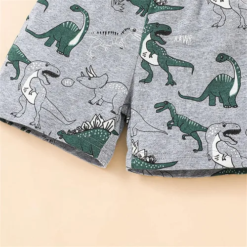 Vista 7 de TBUIALL Conjunto de ropa de dinosaurio para niños pequeños, ropa de manga corta, talla 6