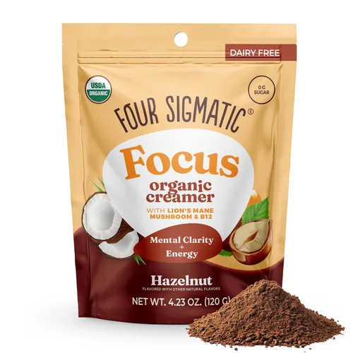 Vista 10 de Four Sigmatic Focus Chocolate Coffee Creamer Crema de café sin lácteos orgánica con Lion’s Mane y Vitamina B12 Chocolate, 4.23 oz