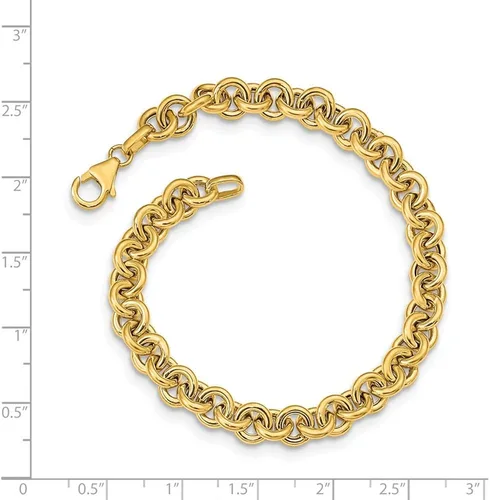Vista 2 de Pulsera de eslabones de oro amarillo macizo de 14 quilates de 0256in con cierre de mosquetón seguro de 75in