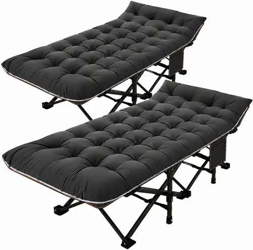 Vista 12 de ABORON Catres de camping para adultos, 28 pulgadas extra anchas para dormir Todo negro