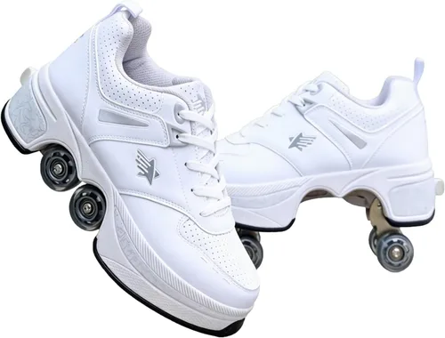 Vista 14 de 2-in-1 Roller Skates & Sneakers with Retractable Wheels - Convertible Lightweight Outdoor Fitness Shoes for Women, Men & Children - Unisex Kick