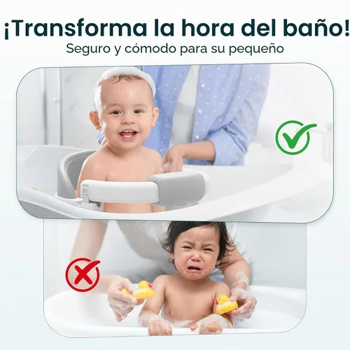 Vista 6 de Asiento de Baño para Bebé Bañera para Bebé - con Ventosas Fuertes y Soporte Envolvente de 360° - Liberación Fácil, Cojín Antideslizante