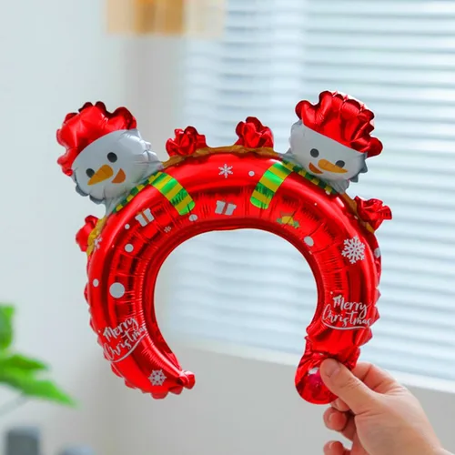 Vista 4 de Diadema de globo de Navidad, globo de papel de aluminio, diadema inflable de Navidad, globos inflables para decoración de fiestas temáticas