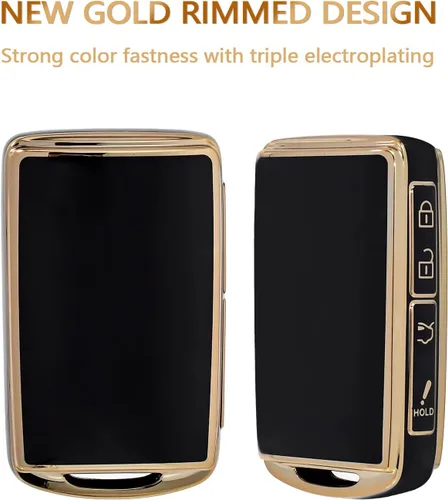 Vista 4 de OFFCURVE Funda para llavero de coche compatible con Mazda B, Oro Negro+llavero