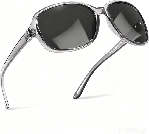 Vista 34 de SIPHEW - Gafas de sol polarizadas para mujer, gafas de sol cuadradas clásicas para mujer con protección UV Gafas de sol polarizadas negras A01