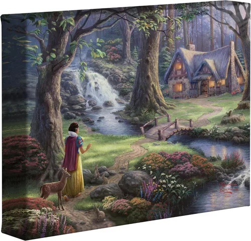 Vista 4 de Thomas Kinkade Disney Snow White Discovers the Cottage Brushwork (marco de burl)