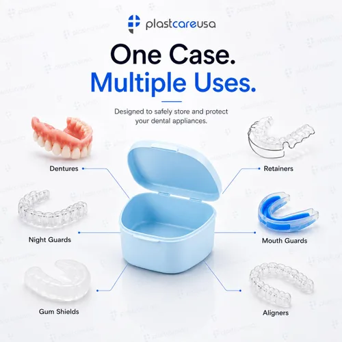 Vista 5 de Paquete de 5 cajas de dentaduras postizas, caja dental para dientes artificiales, protector bucal, protector nocturno, protectores de encías