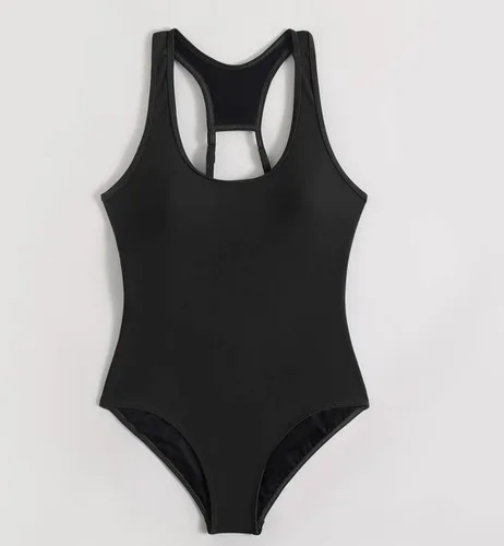 Vista 3 de Traje de baño de una pieza para mujer, modesto atlético, espalda cruzada, traje de baño para niñas adolescentes