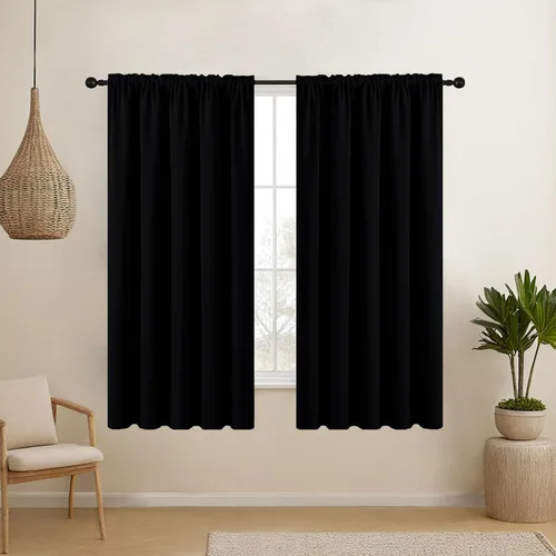 Vista 30 de CUCRAF Cortinas opacas cortas para oscurecer la habitación, paneles de cortina para ventana, bolsillo para cortinero, cortinas sólidas