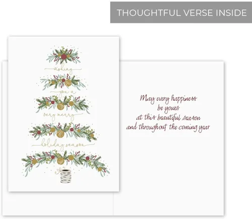 Vista 3 de Between The Branches Tarjetas Navideñas con Lámina Dorada / 16 Tarjetas de Navidad en Caja con Sobres Forrados de Lámina / 5 5/8" x 7 7/8" Tarjetas