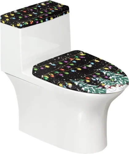 Vista 24 de Funda de asiento de inodoro de mármol blanco dorado para baño, cubierta de tapa de tanque de inodoro suave, 2 piezas, fundas de inodoro con tela