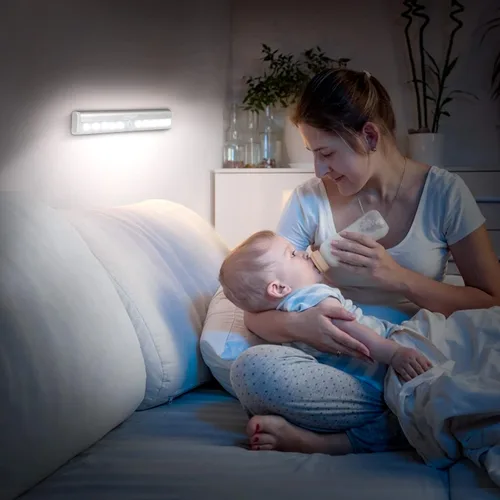 Vista 7 de URPOWER Luz con sensor de movimiento para interiores, luces de armario con sensor de movimiento, funciona con pilas, tira de luces magnéticas