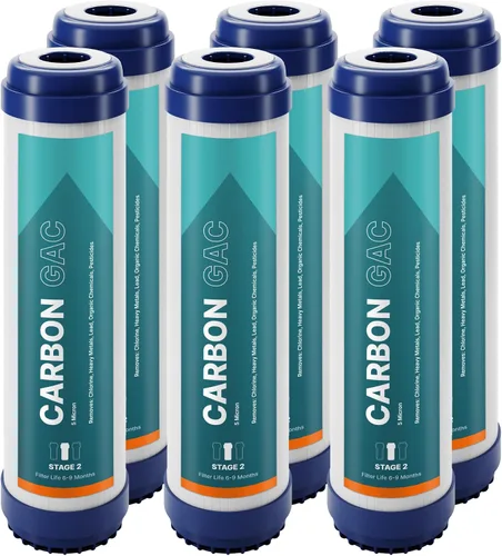 Vista 12 de NU Aqua Cartucho de filtro de carbón activado granular de ósmosis inversa – 10 pulgadas 1 micrón universal GAC RO – 1 paquete de filtros premium