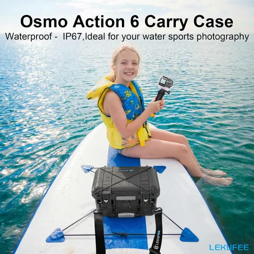 Vista 7 de Lekufee Funda rígida impermeable para DJI Osmo Action 6, Osmo Action 5 Pro/4/3, combo de aventura, combo estándar y más accesorios (solo funda)